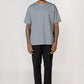 Model wearing Slate blue elias top, front view
